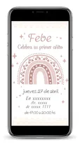 Comprar Invitacion Tarjeta Virtual Arcoiris Boho Cumpleaños