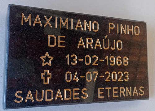 Placa Lápide Granito Suporte Túmulo Cemitério T/ 30cm X 40cm