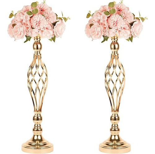 2 Jarrones Candelabro Dorados Para Bodas Y Fiestas