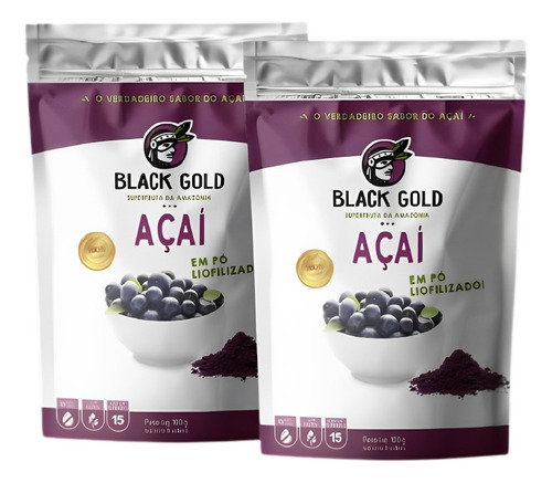 Açaí Puro Premium Em Pó - Kit 5 Unidades - Total 500g