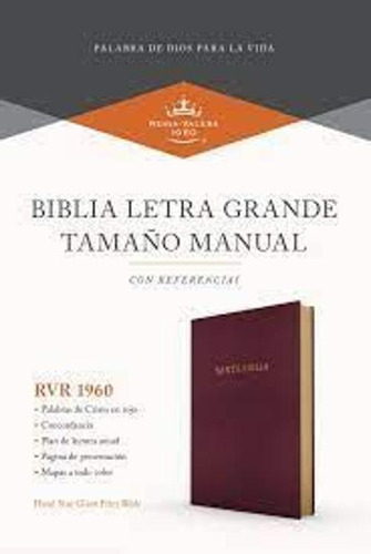 Libro Rvr 1960 Biblia Letra Grande Tamaño Manual, Borgoña