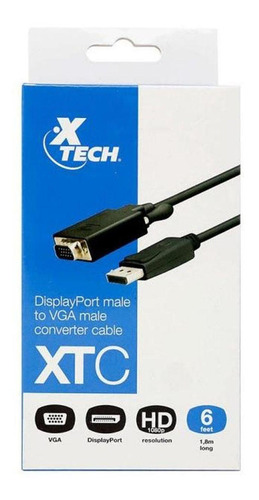 Imagen 1 de 1 de Cable Convertidor Adaptador Dp Display Port Vga 1.8m X-tech