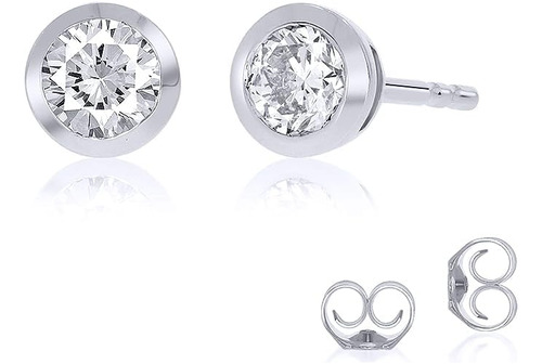 Aretes De Diamantes Con Engaste De Bisel Cultivados En Labor