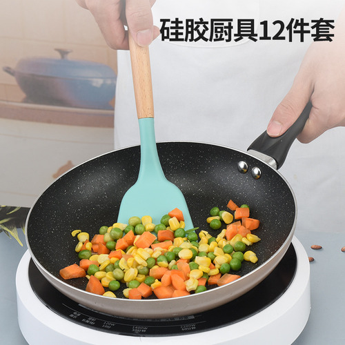 Juego De Utensilios De Cocina De Silicona Con Mango De Mader