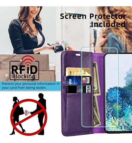 Funda Cartera Para iPhone 12 Pro Max 5g Morado 6.7-puLG Piel