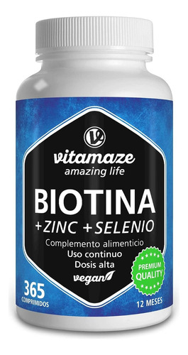 Biotina Biotin 10,000 + Zinc Y Selenio 365 Pastillas .