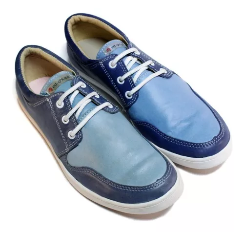 Zapatillas urbanas de cuero en azul combinadas, Hombres