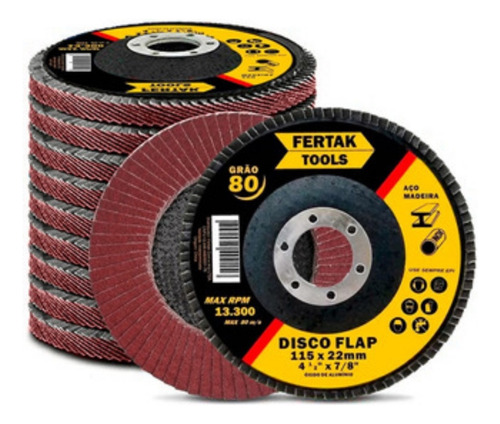 Kit 10x Disco Flap 115mm Desbaste P/ Madeira Aço Acabamento