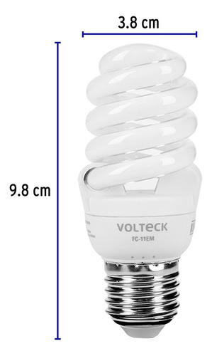 Lámpara 11 W Espiral Mini Luz Cálida T2 B. Volteck 48503