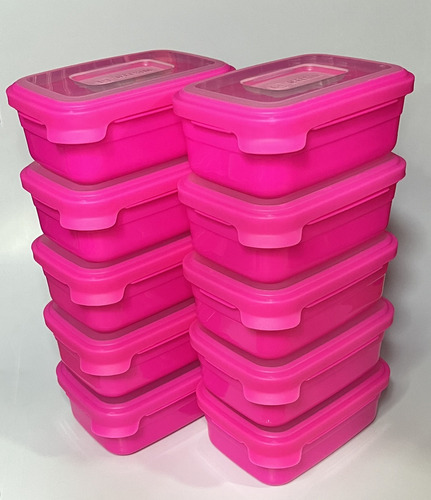 Kit 12 Marmitinhas 500ml - Freezer & Microondas - Hermético Cor Pink