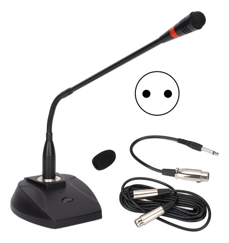 Microfone Gooseneck Com Fio E Microfone De Mesa