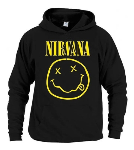 Sudadera Negra Estampado Vinil Textil - Nirvana