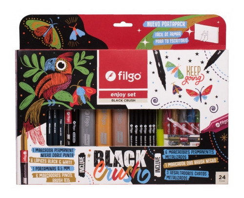 Pack Filgo Set Marcadores Lapices Resaltadores Black