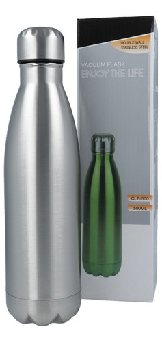 Botella Térmica Acero Inoxidable - Tapa Plástica - 500ml 
