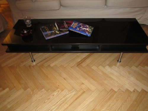 Mesa De Café Negra Brillante Patas Metal Ikea Tofteryd