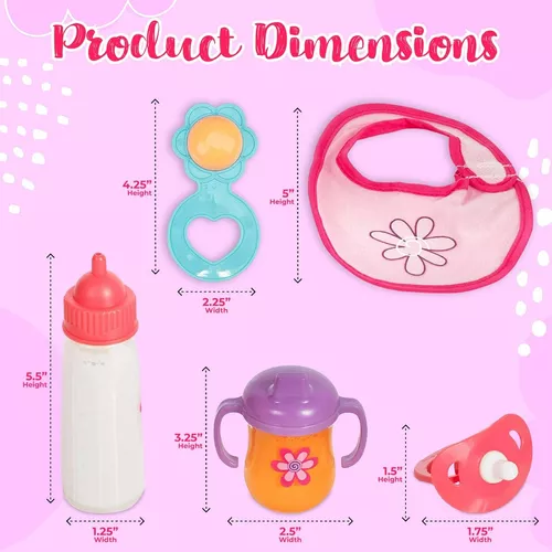 Juego de 7 piezas de alimentación para muñecas que desaparecen, botellas de  leche y jugo con chupete de juguete, accesorios para muñeca de bebé