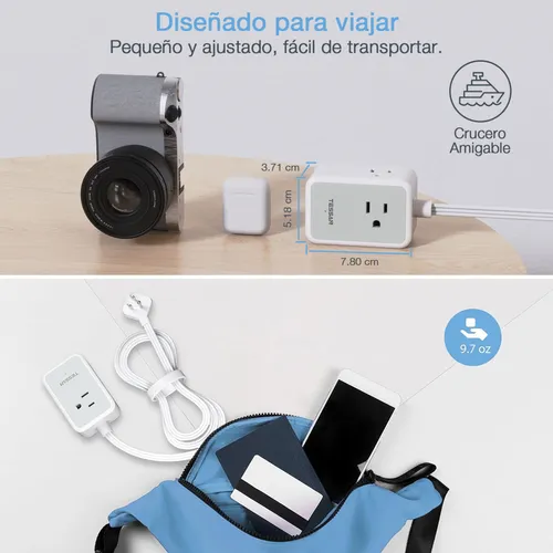 Multiple Enchufe Plano Con 1.5m 3 Salidas Ca Y 2 Puertos Usb