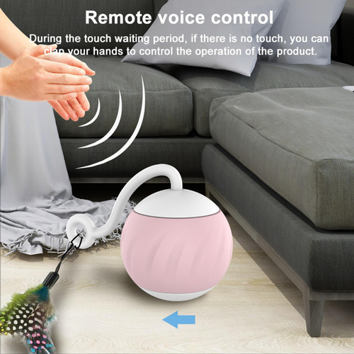 Pelota Interactiva Recargable Rosa Para Gatos Con Luz De