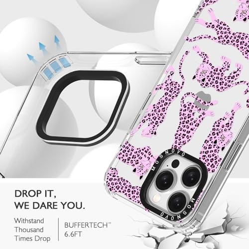 Funda Para iPhone 15 Pro Max Rosa Leopard 6.7puLG Piel Sinte