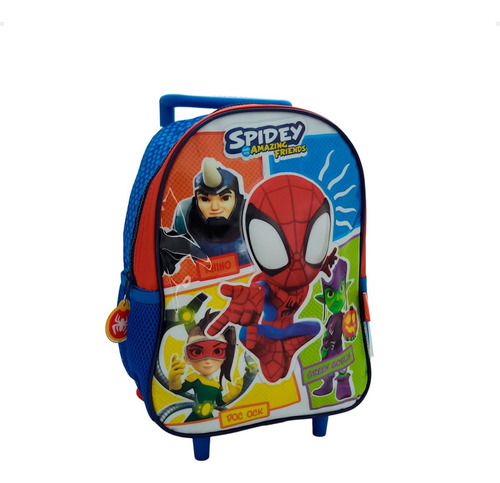 Mochila Escolar Spidey Villanos Carrito Ruedas 32x25 Cm