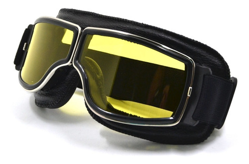 Óculos Moto Proteção Capacete Aberto Café Racer Amarelo