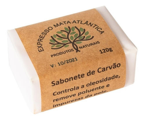 Sabonete Vegano De Carvão E Argila Branca 125g Natural, Org