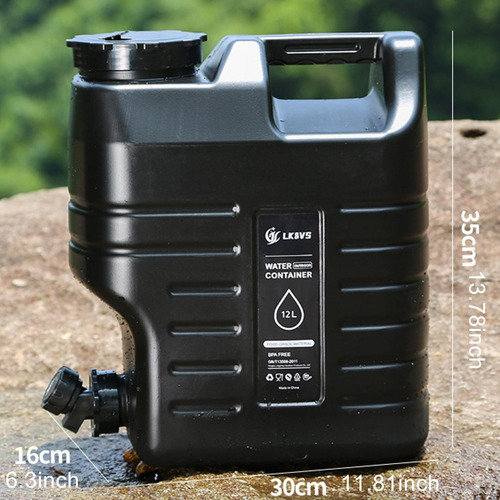 Contenedor De Agua De 12 L, Cubo De Agua Con Grifo, Negro