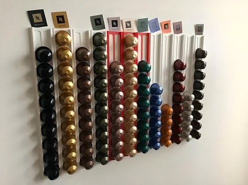 5 Suporte Porta Capsulas Nespresso P/ Parede - 50 Cápsulas Cor Preto