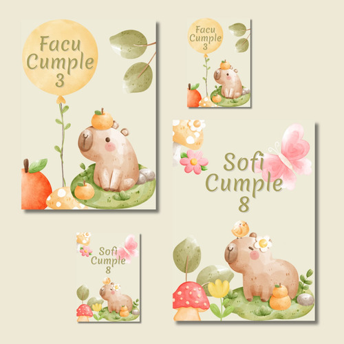 Imprimible Cartel Capibara Carpincho Cumpleaños A4