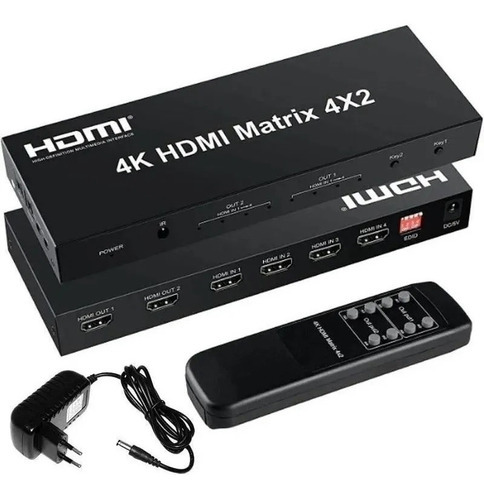 Matrix Switch Hdmi 4x2 Switch Splitter 4k Com Controle