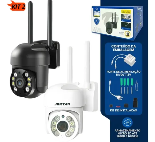 Kit 2 Câmera De Segurança Wifi Ptz 360° Ip66 Visão Colorida JORTAN