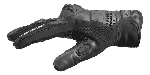 Guantes deportivos Texx Old Shoot de piel para moto con protección negra, talla L