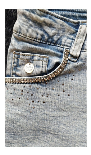 Short De Jeans De Mujer Con Strass Brillos Talle 36 Al 46