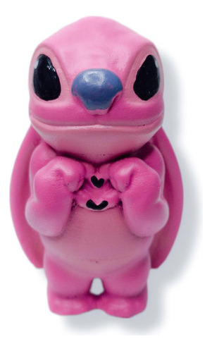 Boneco Angel Personagem Stitch Rosa Estátua Resina Disney