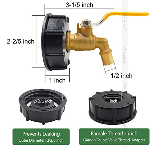 Adaptador De Tanque Ibc Y Grifo De Agua Horiznext 275, 330 G