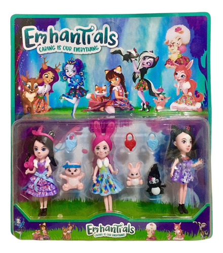 Set Muñecas Enchantimals Hadas Animales Juguetes Figuras X9