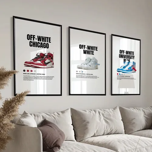 Set 3 Cuadros Tenis Sneakers Jordan Nike Minimalista C marco