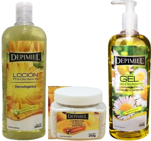 Kit Depimiel Exfoliante + Loción Pre + Gel Post Depilatorio