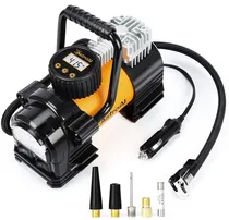 Comprar AstroAI AC300Y bomba portátil Compresor de Aire Inflador de Neumáticos 12V DC Compresor de Aire Portátil Auto 150PSI con luz LED Bomba de Aire Digital para neumáticos de Coche Bicicletas Amarillo