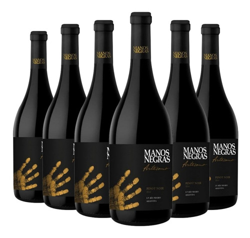 Imagen 1 de 10 de Vino Manos Negras Artesano Pinot Noir Caja X 6. --