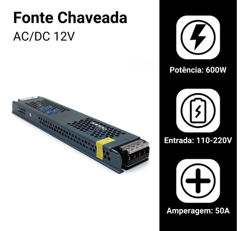 Fonte Chaveada 12v 30a 400w P/ Cftv Fita Led Som Automotivo