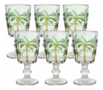 Comprar Jogo 6 Taças De Vidro Tropical Palm Tree Coqueiro Lyor 275ml