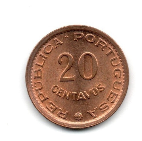 Mozambique Moneda 20 Centavo Año 1974 Km#88 Colonia Portugal