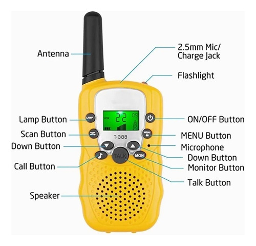 . Radio Walkie Talkie Con Banda Infantil, Amarilla