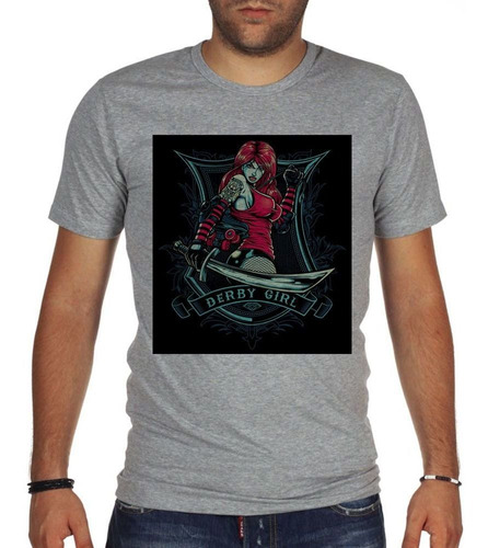 Remera De Hombre Derby Girl Mujer Tatuada Con Espada Art