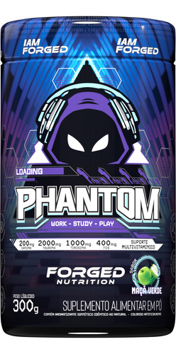 Energético Phantom Gamer - Work - Study - Play 300g - Forged Sabor Green Apple