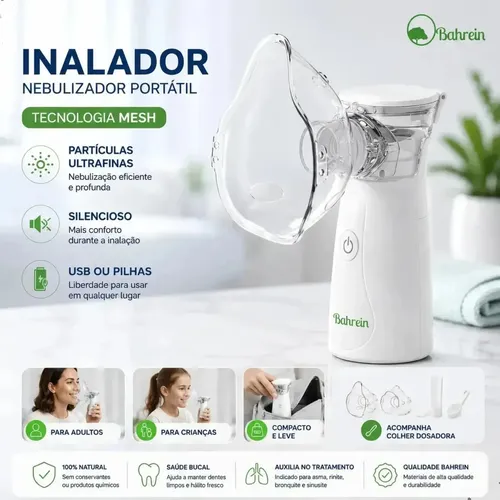 Nebulizador portátil branco com máscara