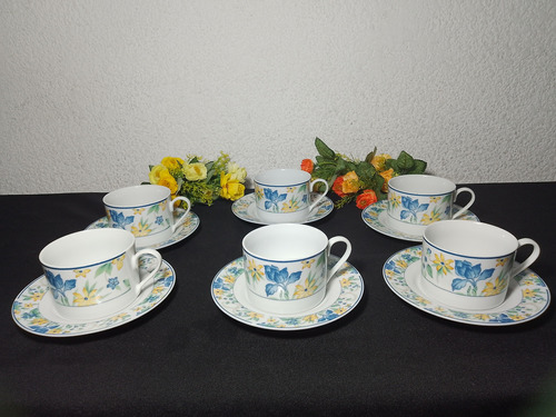 Tazas Para Cafe Con Leche Porcelana - Bouquet De Flores