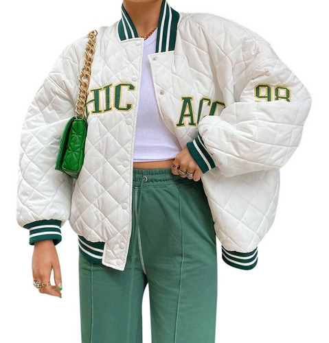 Baseball Bomber Coat Chaqueta De Gran Tamaño Varsity Mujer 