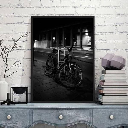 Quadro Fotografia Bicicleta Pneu Furado 24x18cm - Com Vidro